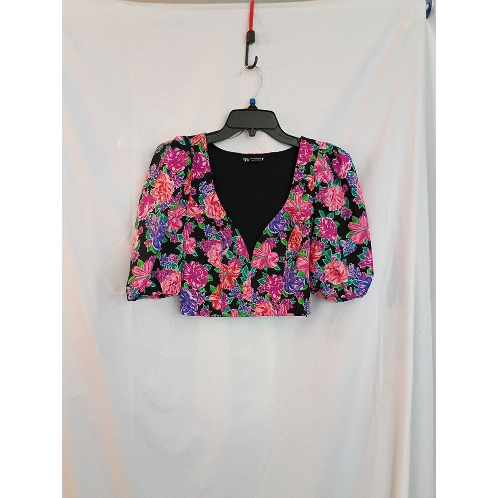 Zara Floral Print Puff Sleeve Romantic Crop Top